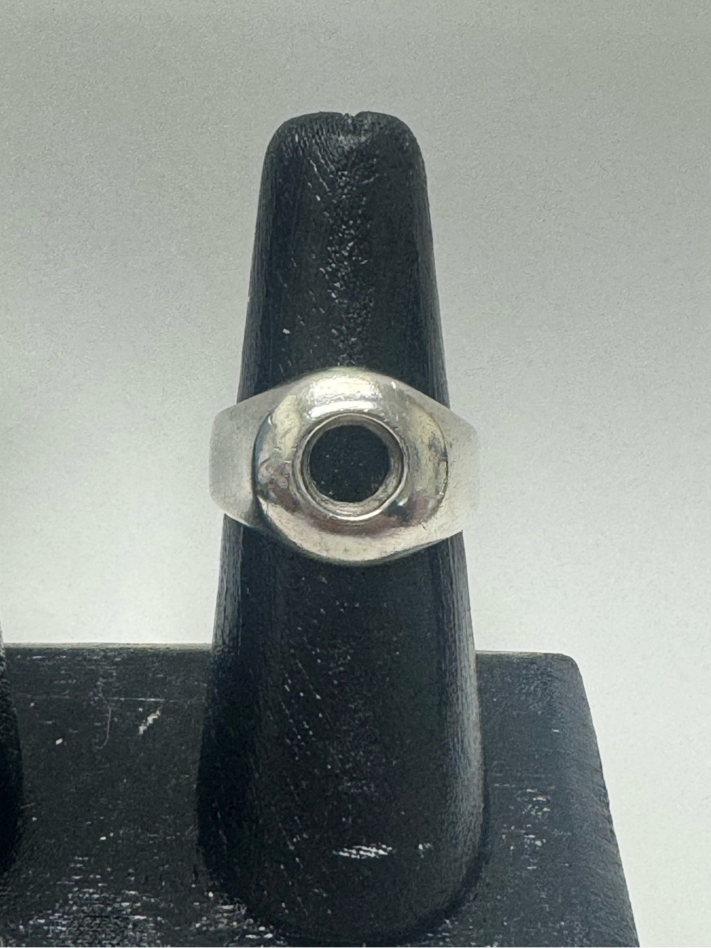 Modernist Chunky 925 Ring with Center Opening - Size 10